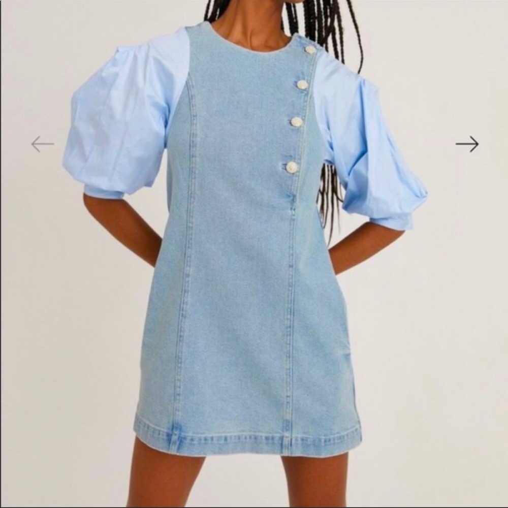 Something Navy Arielle pearl button denim dress size 8